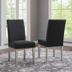 Bella Contemporary Fabric Parsons Chair - Set of 2 - Dark Grey