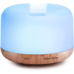 NAVOR Smart Wi-Fi Essential Oil Diffuser Compatible \w Alexa & Google Home, 500Ml Wood Grain Aromatherapy Diffuser Ultrasonic Humidifier \w 6 Colors