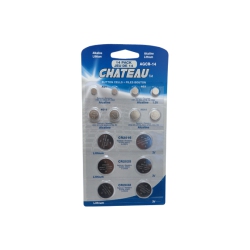 CHATEAU 14-Pack Button Batteries Combo (Ag3, Ag4, Ag10, Ag13, Cr2016, Cr2025, Cr2032)