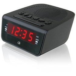 GPX C224B Dual Alarm Clock Am/fm Radio With Led Display, Black In Red