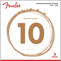 FENDER Phosphor Bronze Acoustic Guitar Strings - Ball End, 10-48, 3 Pack