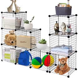 GYMAX 12 Cube Grid Wire Organizer Wardrobe Shelves Bookcase Diy