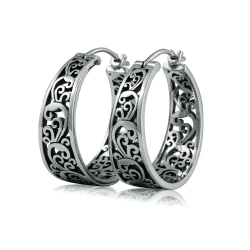 METALSMITHS STERLING Sterling Panos K Designs Fashion Scroll Hoops In Silver