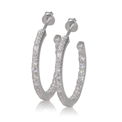 METALSMITHS STERLING Sterling Small Prong Set Cubic Eternity Hoops In Silver