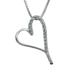 METALSMITHS STERLING Sterling Large Lobe Heart Pave Pendant In Silver