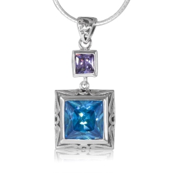 METALSMITHS STERLING Sterling Panos K Design Scroll Sqaure Cut Cubic Bracelet In Silver