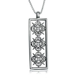 METALSMITHS STERLING Sterling Panos Collection Rectangular Scroll Pendant In Silver
