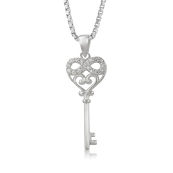 METALSMITHS STERLING Sterling Cubic Cubic Eternal Key Pendant In Silver