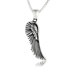 METALSMITHS STERLING Sterling Antiqued Angel Wing Pendant In Silver