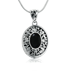 METALSMITHS STERLING Sterling Silver Panos K Collection Onyx Pendant In Black