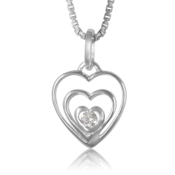 METALSMITHS STERLING Sterling 2 Heart Cubic Bezel Set Pendant In Silver