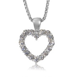 METALSMITHS STERLING Sterling Clear Cubic Gallery Heart Pendant In Silver