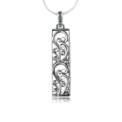METALSMITHS STERLING Sterling Panos K Collection Rectangular Scroll Necklace In Silver