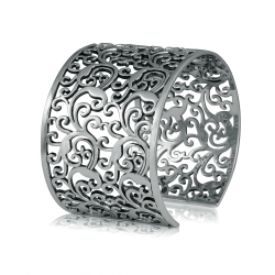 METALSMITHS STERLING Sterling Panos K Designer Grand Scroll Cutout Bangle In Silver