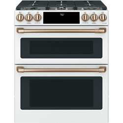 Café 30" 7.0 Cu. Ft. True Convection Double Oven Slide-In Gas Range (CCGS750P4MW2) - White
