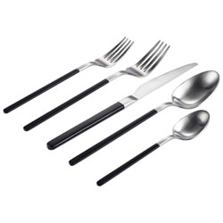 Brilliant Kimono 20-Piece Stainless Steel Flatware Set - Silver/Black