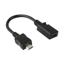 CSMART Micro USB Male to Mini USB Female Data Sync & Charge Adapter Cable In Black