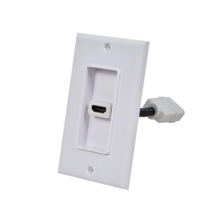 TECHCRAFT Two-Piece Single HDMI Inset Wall Plate With 4 Inch Built-In Flexible High Speed HDMI Cable With Ethernet - Single Port