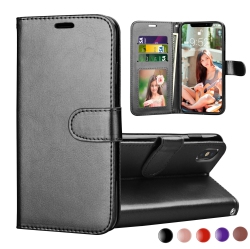CSMART [Cs] Iphone Xs Max Case, Magnetic Leather Folio Wallet Flip Case Cover With Card Slot In Black