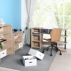 FURNITURER Computer Desk Modern L-Shaped Desk Corner Computer Desk PC Latop Study Table Workstation Wood Gaming Desk Oak