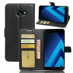 CSMART [Cs] Samsung Galaxy A5 2017 Case, Magnetic Leather Folio Wallet Flip Case Cover With Card Slot In Black