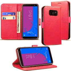CSMART [Cs] Samsung Galaxy S7 Case, Magnetic Leather Folio Wallet Flip Case Cover With Card Slot In Red