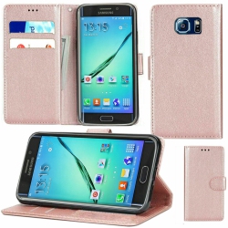 CSMART [Cs] Samsung Galaxy S7 Case, Magnetic Leather Folio Wallet Flip Case Cover With Card Slot, Rose In Gold