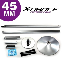 X DANCE Pole Chrome Portable Exotic 9 Ft Pole Stationary And Spinning Exercise Workout Fitness Pole With 2 Bags