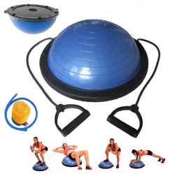 I FITNESS Balance Ball Trainer Yoga Fitness Strength Exercise W 2 Rope & Pump New In Blue