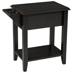 Contemporary Rectangular Telephone Stand with Storage & Cupholders - Dark Cherry