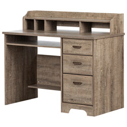 Versa Writing Desk with Hutch - Weathered Oak