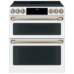 Café 30" Convection Double Oven 5-Element Slide-In Induction Range (CCHS950P4MW2) - Matte White