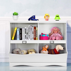 GYMAX Children Storage Unit Kids Bookshelf Bookcase Baby Toy Organizer Shelf In White