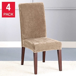 SUREFIT Stretch Plush Dining Chair Covers, 4-Pack - (Light Brown)