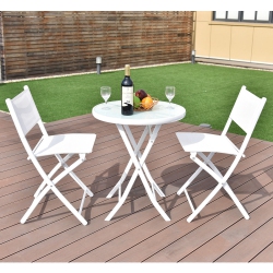 COSTWAY 3PCs Folding Bistro Table Chairs Set Garden Backyard Patio Furniture In White