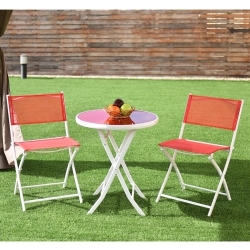 COSTWAY 3PCs Folding Bistro Table Chairs Set Garden Backyard Patio In Red