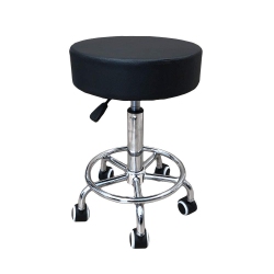 ANGEL POS Deluxe Round Height Hydraulic Adjustable Rolling Stool, Great for Spa Tattoo Doctor Office Or Home Use (Black With Footrest)