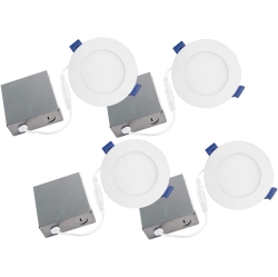 BAZZ Slim Disk 4 ¼ In. Matte Integrated Led Recessed Fixture Kit (4-Pack) In White