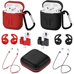 HLD Airpods Case, Airpods Accessories Kits, 2 Pack Protective Silicone Cover Skin Apple Airpods Anti-Lost Airbag Belt, Airpods Ear Hook for Apple