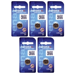 RENATA 5 X Cr1616 Batteries, Lithium Battery 1616
