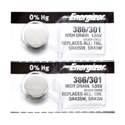ENERGIZER 2 X 386 Watch Batteries, Sr43W Or 301 Battery