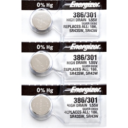 ENERGIZER 3 X 386 Watch Batteries, Sr43W Or 301 Battery