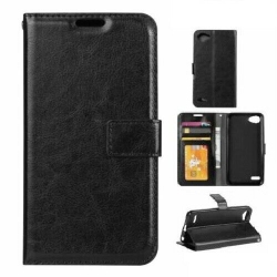 CSMART [Cs] Lg Q6 Case, Magnetic Leather Folio Wallet Flip Case Cover With Card Slot In Black