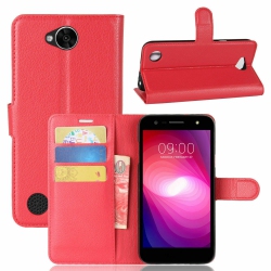 CSMART [Cs] Lg X Power 2 Case, Magnetic Leather Folio Wallet Flip Case Cover With Card Slot In Red