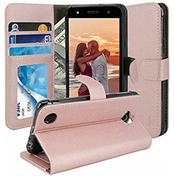 CSMART [Cs] Lg X Power 2 Case, Magnetic Leather Folio Wallet Flip Case Cover With Card Slot, Rose In Gold
