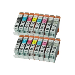MAX SAVING - 2Set- (16 Color) Compatible With Cli42 Ink Cartridge for Canon Printer Pixma Pro-100 Cli-42 Cli-42 Bk C M Y PC Pm Lgy Gy