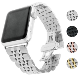 STRAPSCO Stainless Steel Link Watch Band Strap for Apple Watch Series 1/2/3/4 - 44MM - In Silver