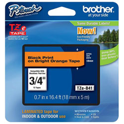 Brother 3/4" Black on Orange Laminated Label Tape (TZEB41)
