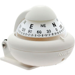 RITCHIE COMPASSES Compass, Bracket Mount, 2" Dial In White