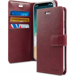 GOOSPERY Topsave Bluemoon Card Slot With Magnetic Clip Leather Folio Wallet Flip Case for Iphone Xr(6.1), Burgundy
